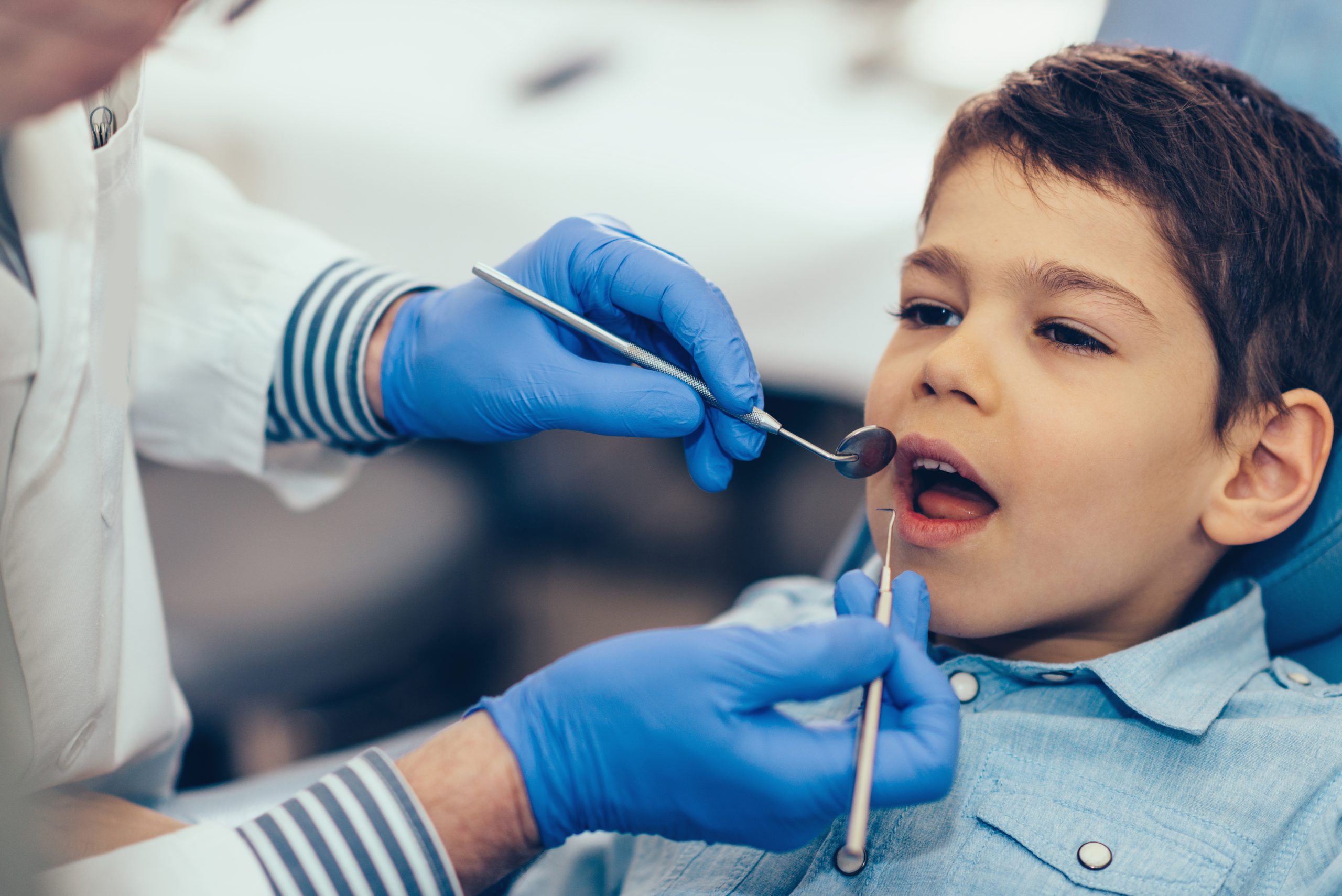 Little boy having dental exam
